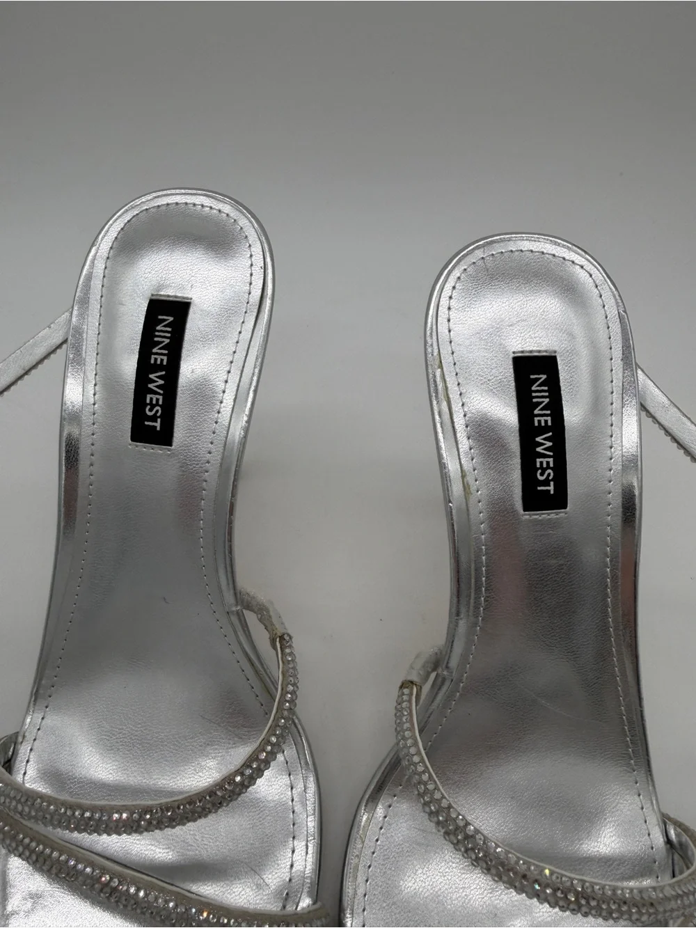 Nine West Maskil 2 Wrap Dress Heels Silver Women's - 8.5M
